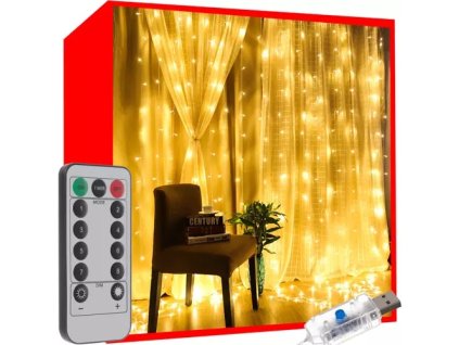 Vánoční závěs 300 LED USB - teplá bílá