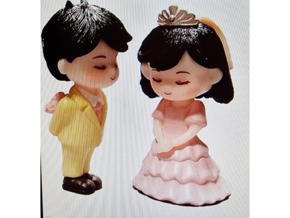 Figurka ženich s nevěstou (s kyticí v ruce)