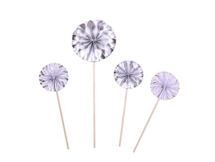 Mini papírový vějířový dortový zápich - stříbrný