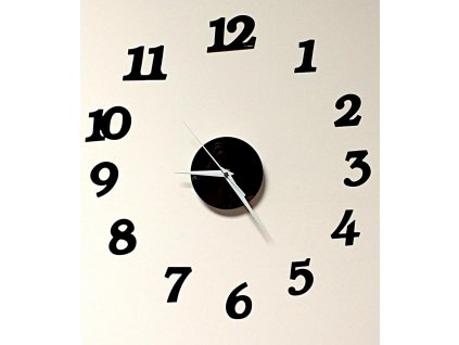 Designové 3D nalepovací hodiny 130 cm černé