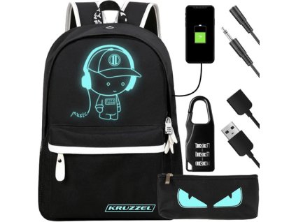 Reflexní batoh s penálem Kruzzel 19374 Unisex - USB