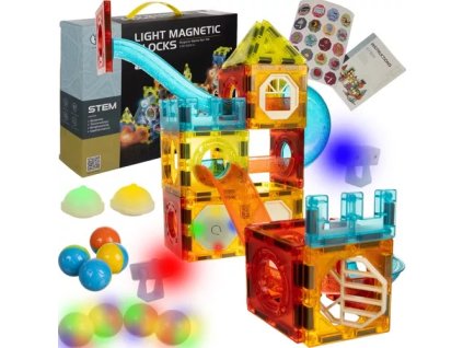 Magnetická stavebnice Kruzzel 22684 - dráha 77 kusů