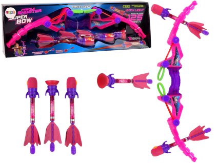 Střílecí luk růžový se zářícími šípy (58 cm)