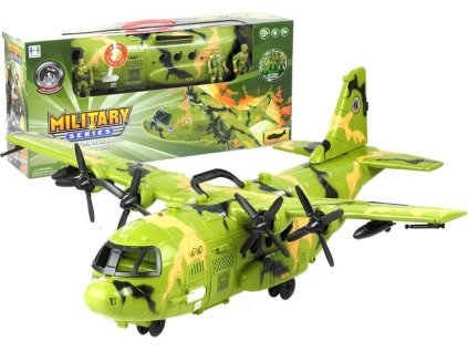Velké vojenské letadlo se světly, zvuky a figurkami – 55 cm