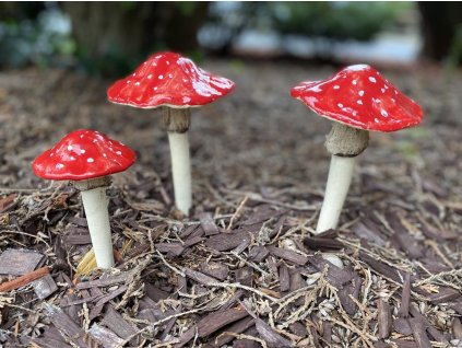 Keramická muchomůrka zápich 20 cm