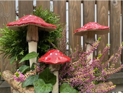 Keramická muchomůrka zápich 25 cm