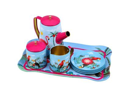 eng pl Tea Set with Parrots Metal Exotic Pattern 12 pcs 30291 2