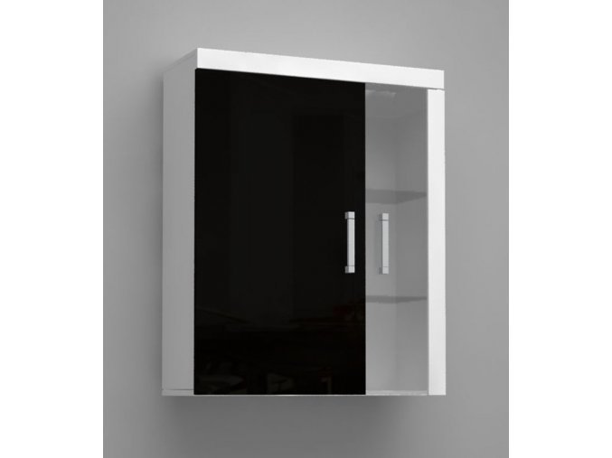 SM4 Závěsná vitrína ze sklem Černý lesk SAMBA II (LED osvětlení 2 bodové RGB +750 Kč, Barevné provedení Samba II Bílý/Černý lesk)