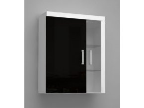SM4 Závěsná vitrína ze sklem Černý lesk SAMBA II (LED osvětlení 2 bodové RGB +750 Kč, Barevné provedení Samba II Bílý/Černý lesk)