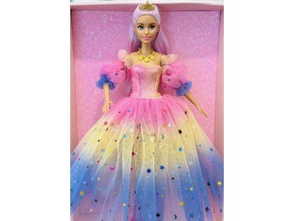 Barbie v duhových šatech s hvězdami