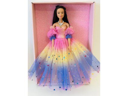 Barbie v duhových šatech s hvězdami