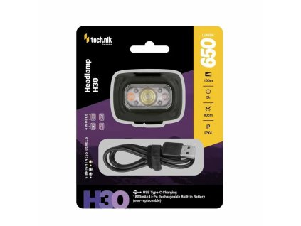 Čelovka MT - H30 nabíjateľná batéria SST20 LED + červené svetlo + USB-C (650 lm)