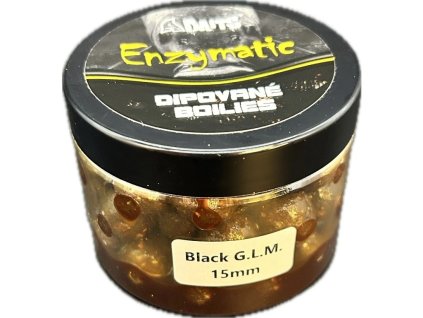 Dipované boilies enzymatic 15mm 130g BLACK G.L.M.