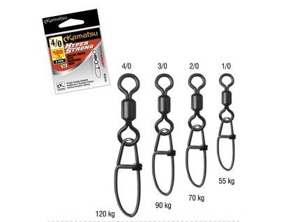 Hyper strong obratlik s karabinou 1/0 55kg 5ks