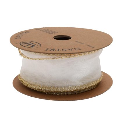 STUHA tyl biela/zlatý lem 4cm/10m 4979G 01