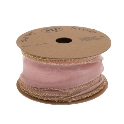 STUHA tyl ružová/zlatý lem 6,3cm/10m 4979XG 57