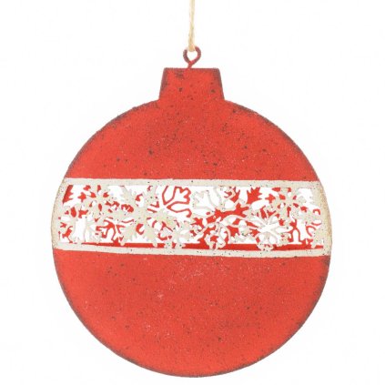 ZÁVES ČERVENÁ GUĽA VYREZÁVANÁ KOV 12x10,5x1,5CM SUPER CENA!