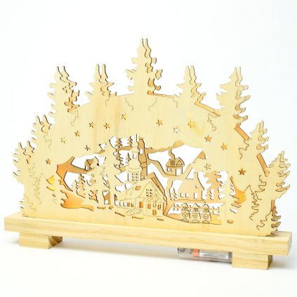 AKCIA! VIANOČNÁ KRAJINKA DREVO BIELA 10L LED 40,8x5x28CM