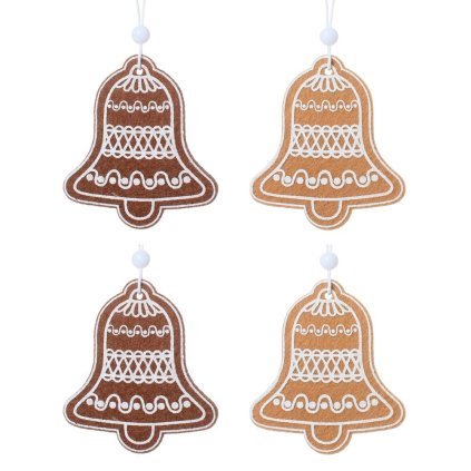 PERNÍKOVÉ ZVONČ. TEXTIL HNEDÉ S/4 12*1.5*16cm