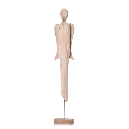 ANJEL NA PODSTAVCI NAT/BIE VEĽKÝ  DREVO 62*11*6CM