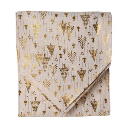 VIAN. ŠTÓLA NA STÔL VZ. STROM BÉŽ/ZLA TEXTIL 32*150CM
