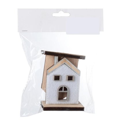 DOMČEK NA PODSTAVCI V SÁČKU  PLSŤ BL. SIVÝ 9X6 CMS/2