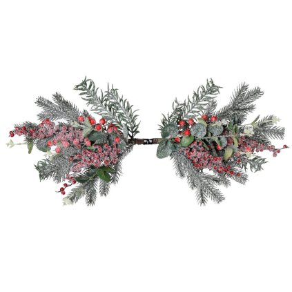 GIRLANDA ČEČINKA, EUCALYPTUS, ČERV. BOBULKY, ZASNEŽENÉ 61CM