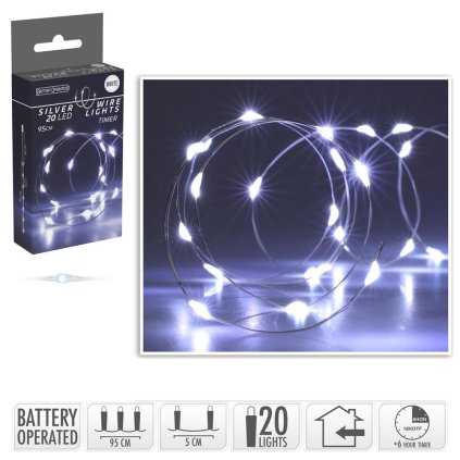 LED SVETIELKA /20/ drôt BO SILVER WIRE W,IND, TIMER AX9730100