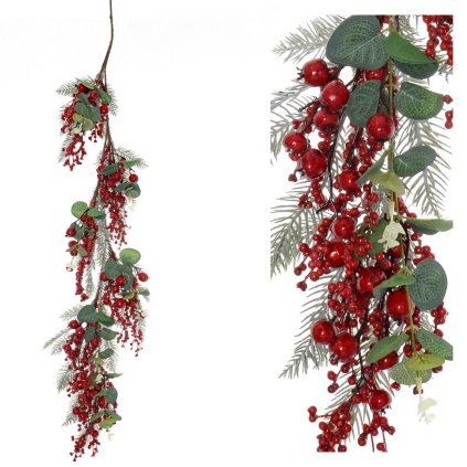 ZÁVES ČEČINKA, EUCALYPT., ČER. ŠÍPKY, BOBUKY 100CM