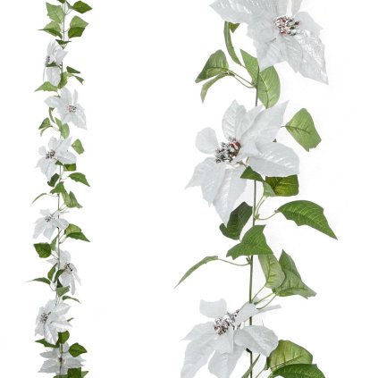 GIRLANDA VIANOČNÉ RUŽE 190CM STRIEBORNÁ