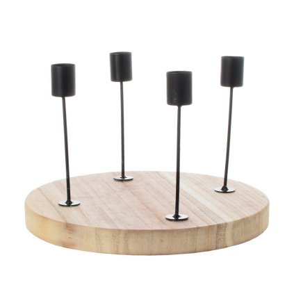 SVIETNIK ADVENTNÝ NA 4 SVIEČKY DREVO 25x10/14CM