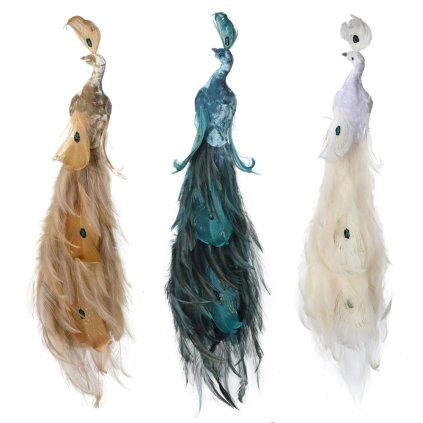 PÁV ŠTIPEC BIE/BÉŽ/MOD GLITER/ZAMAT PERIE MIX 42*11*6,5CM