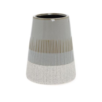 OBAL VÁZA KERAMIKA 13.5*13.5*16.5 ŠEDOBIELY