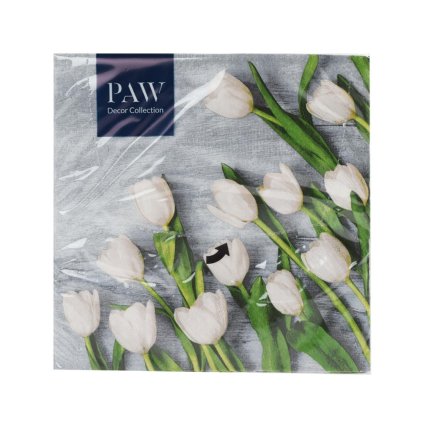 SDL120109 SERVÍTKY 33x33 cm/20ks/3vrst. WHITE TULIPS
