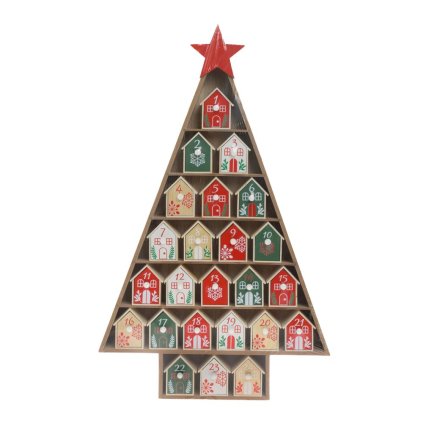 ADVENTNÝ KALENDÁR STROM NAT/ČER/ZEL DREVO 38,5*6*61CM