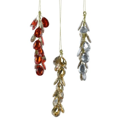 OZDOBA korálky záves akryl 5x5cx15cm 3ass