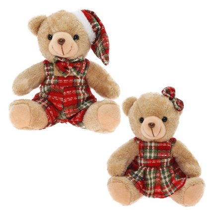 MEDVEDE SEDIACE, KARO OBLEČENIE MIX/F 20CM