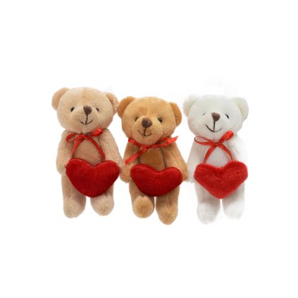 MEDVEDE SO SRDCOM MIX/F TEXTIL 10CM