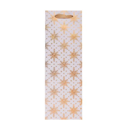 AGB2020304 TAŠKA darč. V37x12+10cm Grunge Textured Snowflakes Gold bottle
