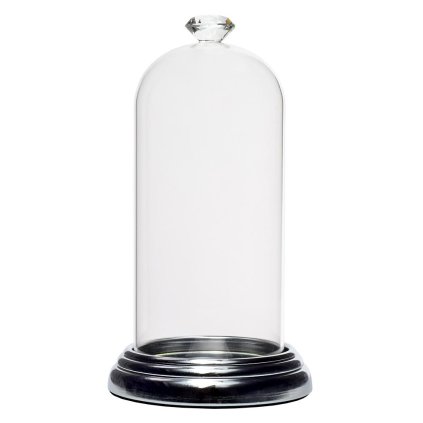 super cena! KUPOLA SKLO STRIEBORNY PODSTAVEC 16X30