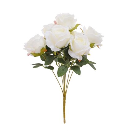 KYTICA RUŽA x7 45CM BIELA