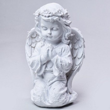 ANJEL POLYRES. BÍLÝ MODLICÍ v23cm