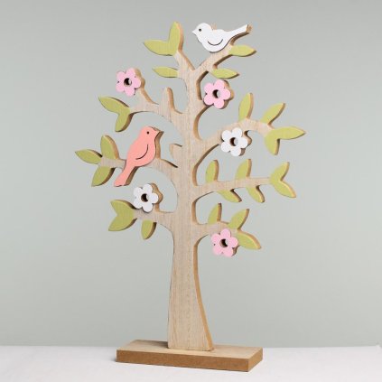 STROM NA PODSTAVCI DŘEVO NATURAL RŮŽOVÝ 17,5x4x25CM