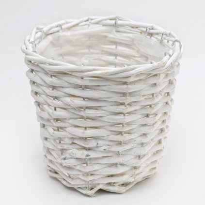 KOŠÍK PROUTÍ BÍLÝ S D15xH13CM