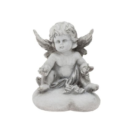ANJEL NA SRDCI SIVÝ POLY 13*12*16