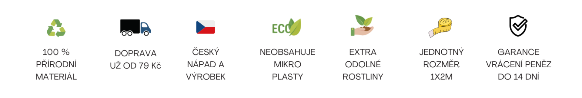 100% přírodní, český výrobek, bez mikroplastů, garance vrácení peněz