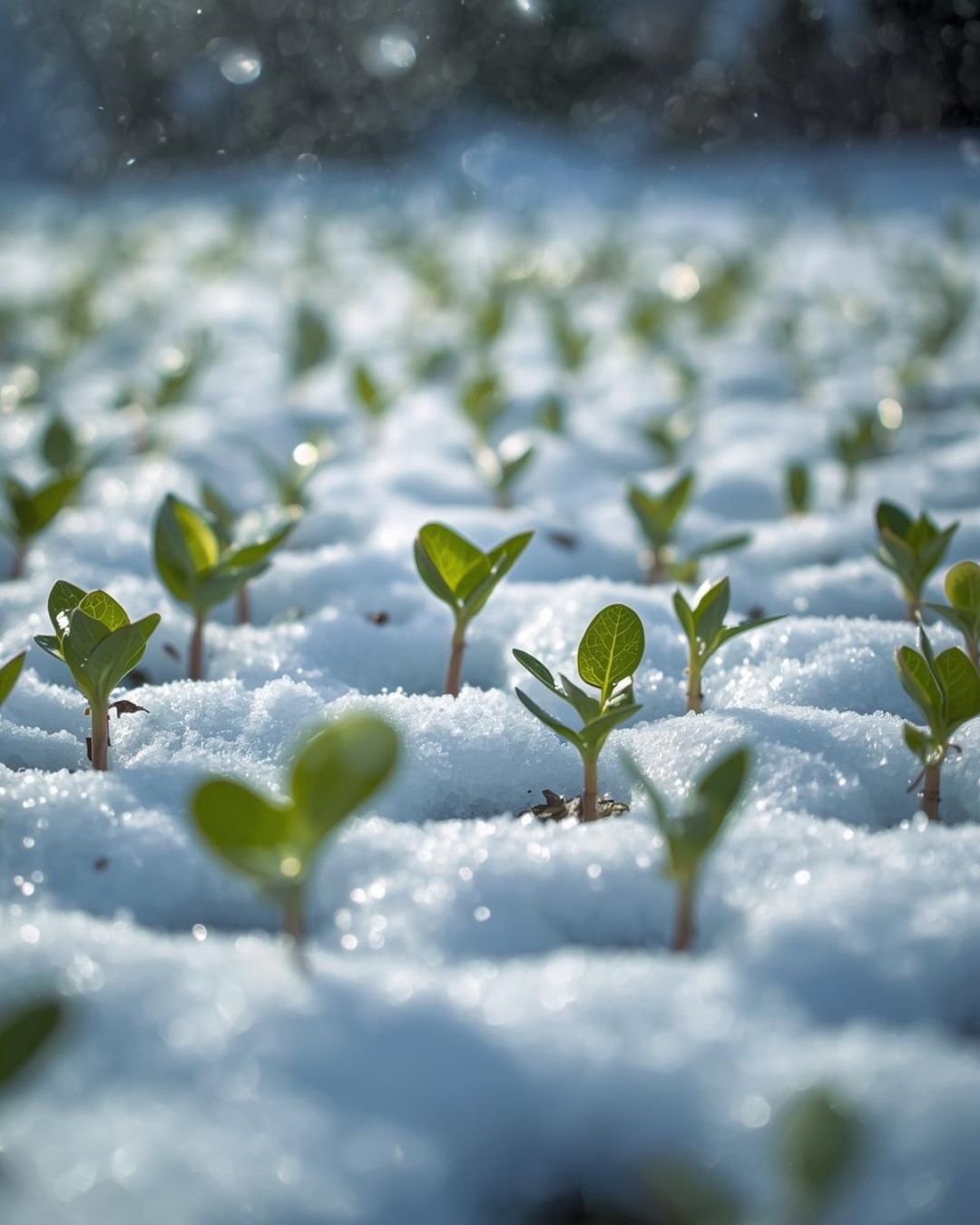 záhon otužilých sazenic ze zimního výsevu