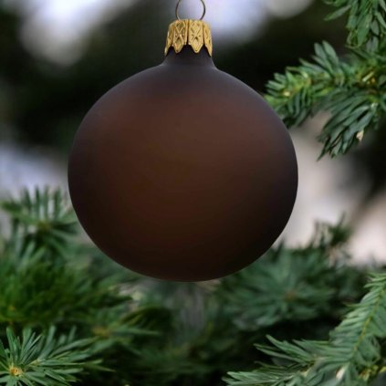 SKLENENÁ VIANOČNÁ OZDOBA - HNEDÁ MATNÁ (6 CM) (Balenie Balenie (6 ks))