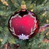 24195 sklenena vianocna ozdoba cervena gula s kvetinovym vzorom 10 cm sada 6 ks