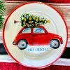 OZDOBNÝ VIANOČNÝ TANIER - AUTO SO STROMČEKOM